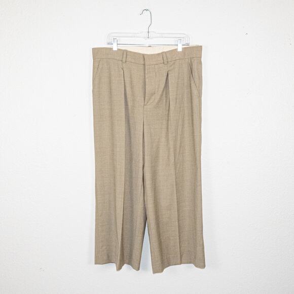Nanushka Cropped Wide Leg Pleated Trouser Band Sand Beige 52 - Picture 1 of 11